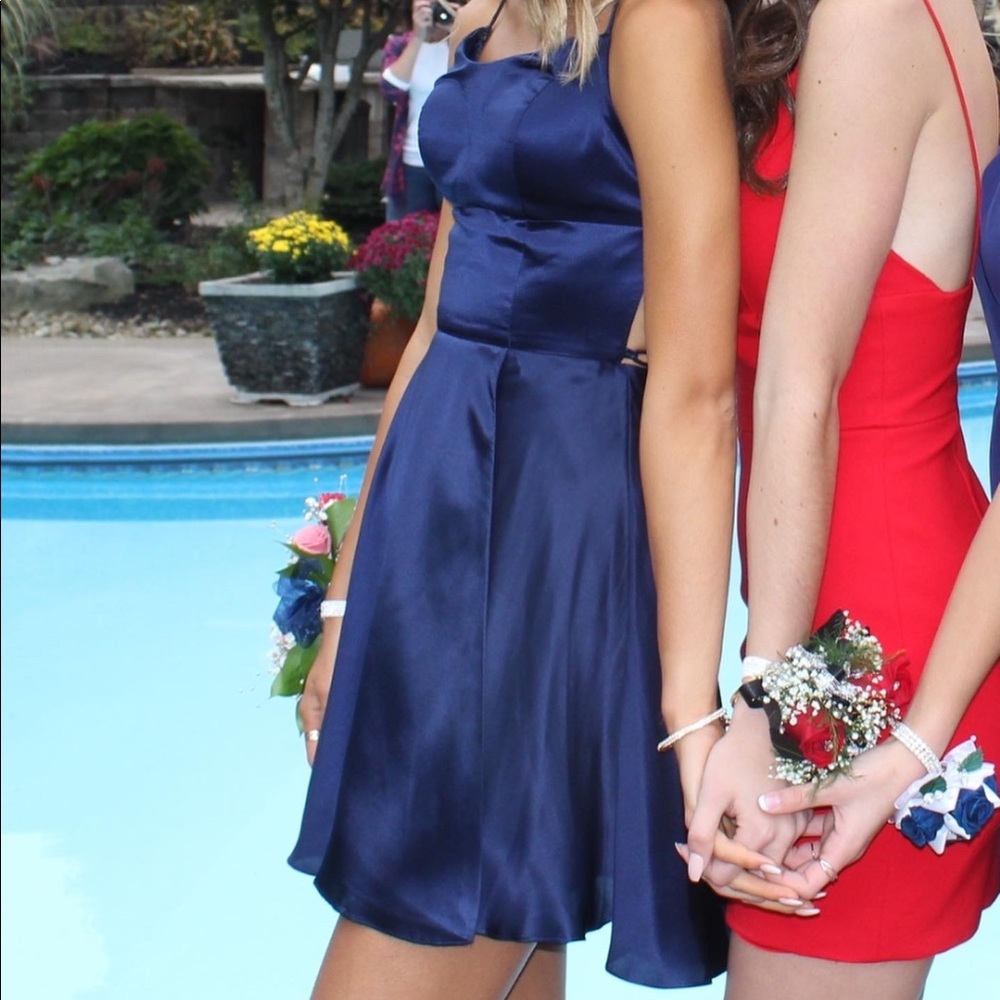 Sherri Hill Navy Blue Mini Dress